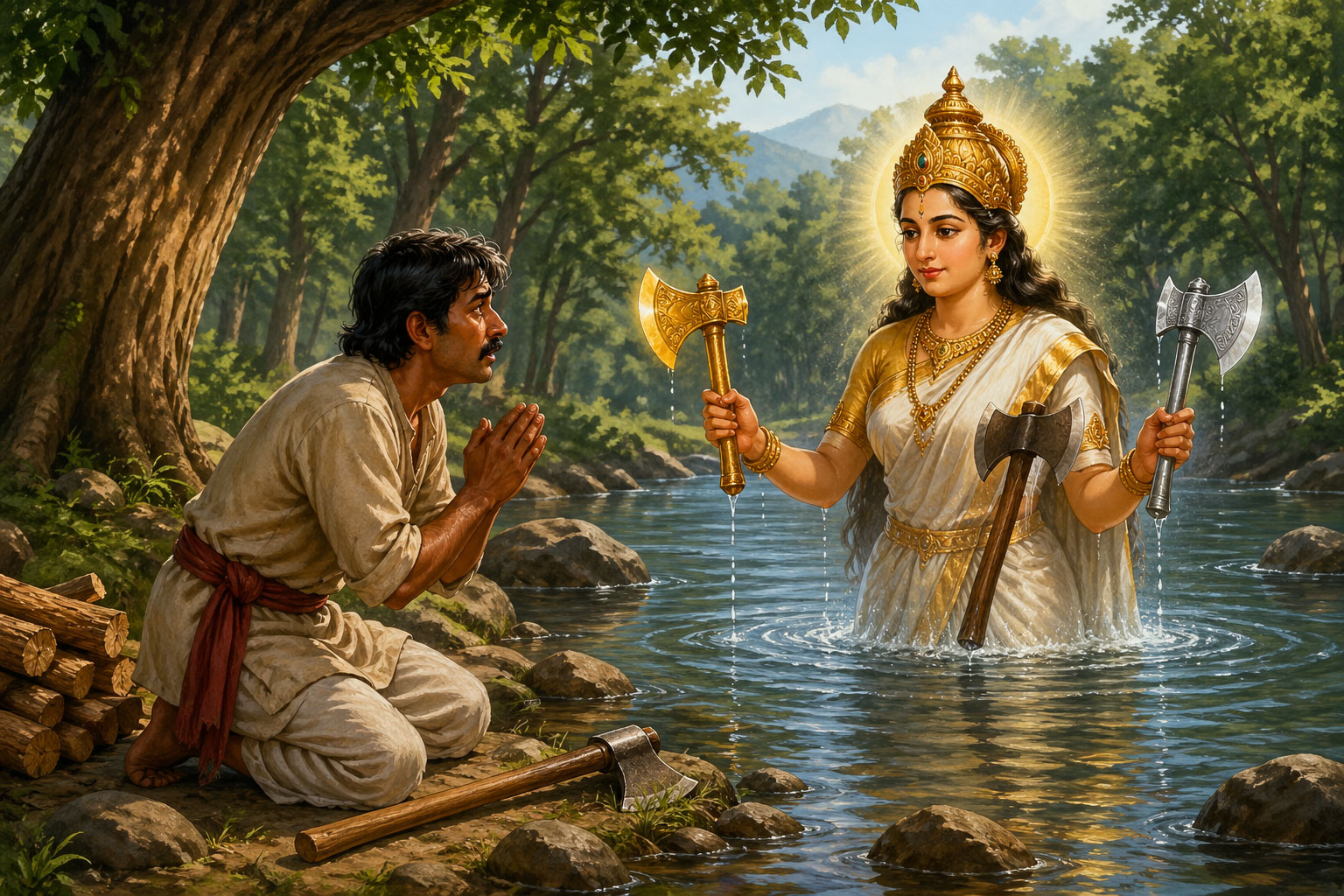 Short Moral Story in Hindi – ईमानदार लकड़हारा | Honest Woodcutter Story